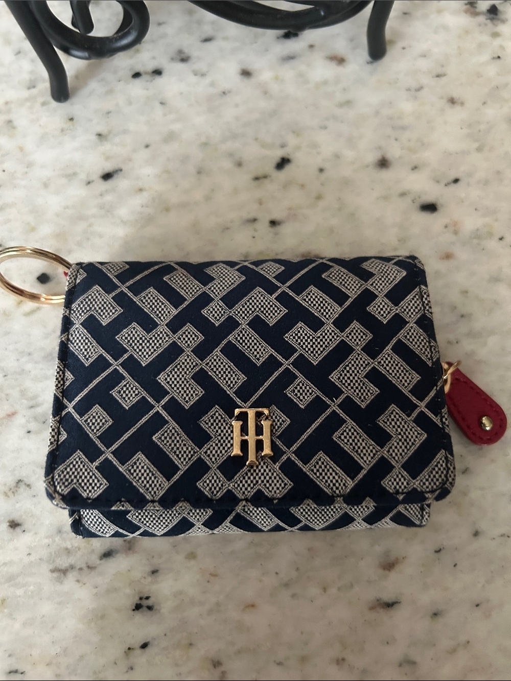 Tommy Hilfiger Navy and White Monogram wallet